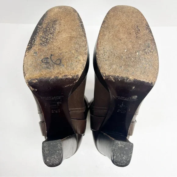 Ralph Lauren Collection Purple Label Heeled Booties Brown Leather size 6.5 - Picture 9 of 16